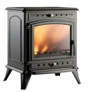 Poêle à bois Invicta Altéa 8 kW–Fonte anthracite, style classique, bûches 49 cm