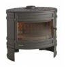 Poêle à bois Invicta Angor 12 kW–Fonte anthracite, grande vitre courbée, bûches 59 cm