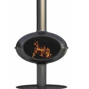 Poêle à bois Invicta Brio sur pied–7 kW, design moderne hublot fonte, bûches 50 cm